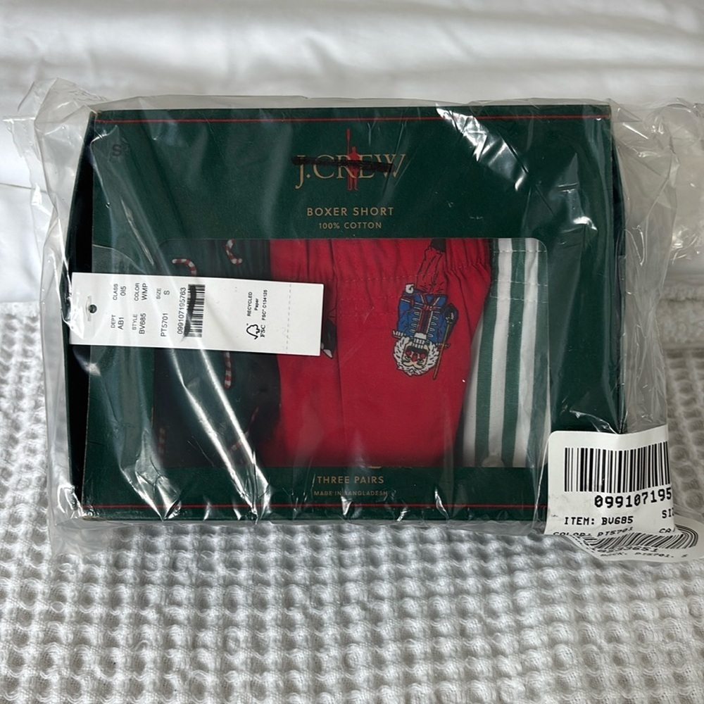 NWT Mens J. Crew Christmas themed Boxers Nutcracker stripes Cotton 3-pack - Picture 2 of 5